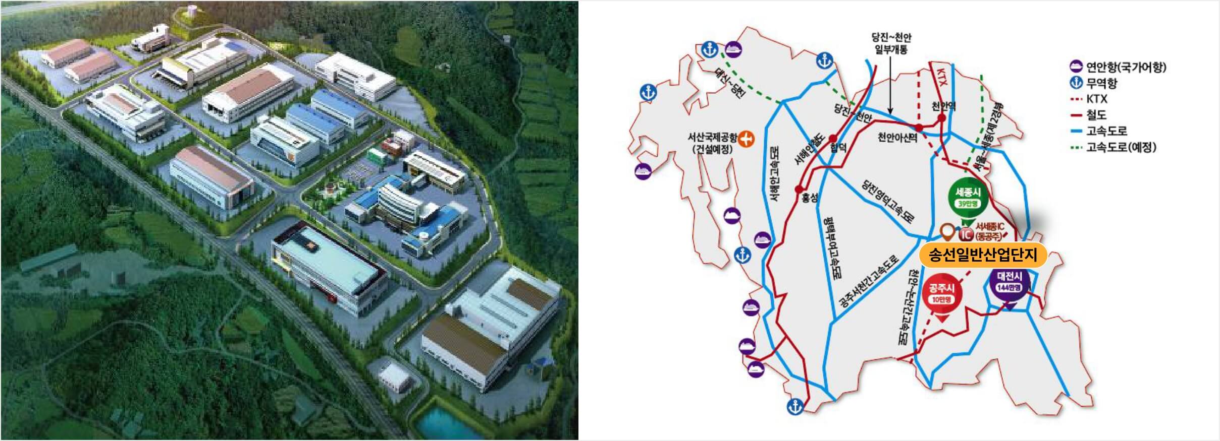 송선일반산업단지 전경, 지도